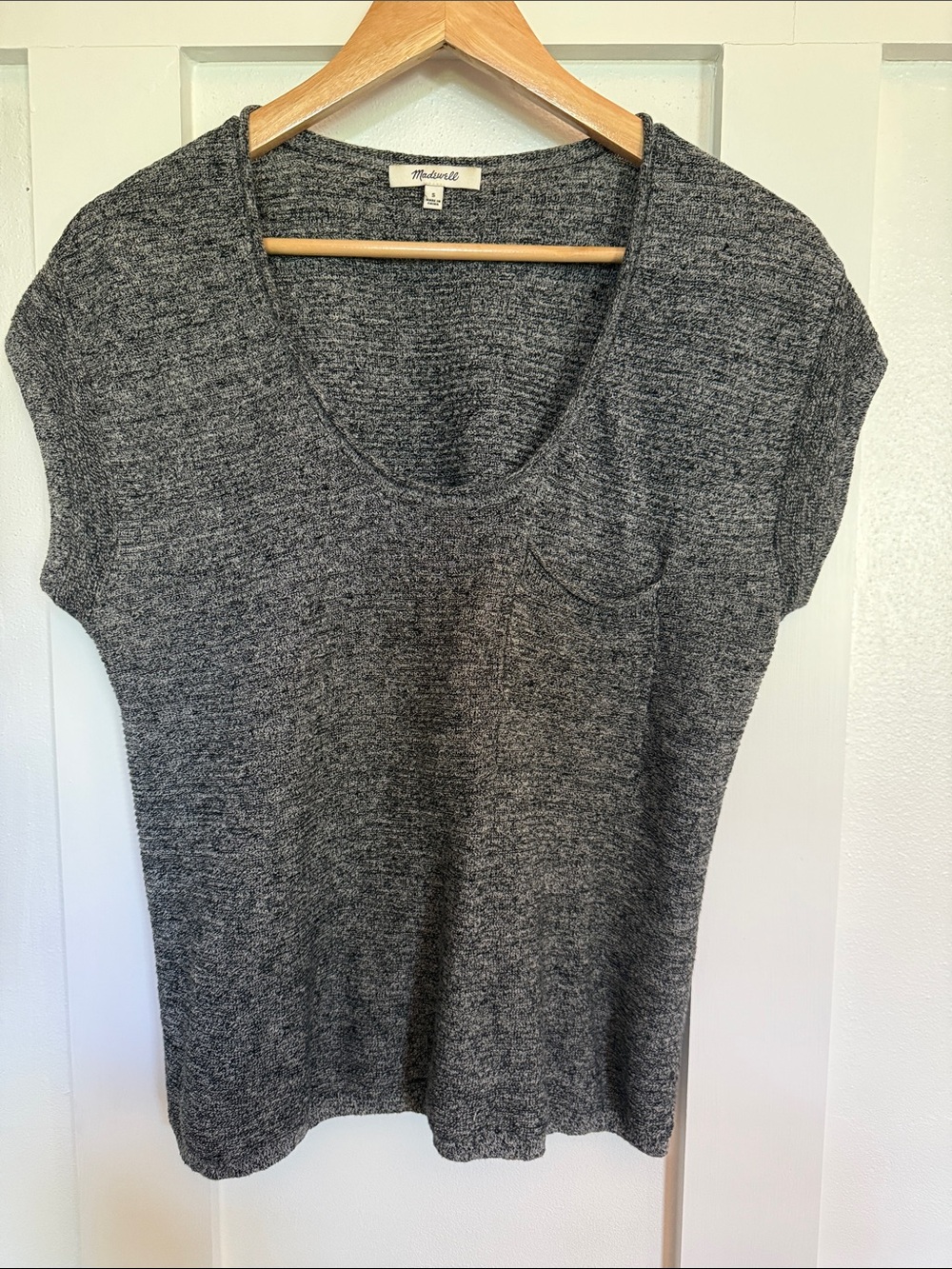 Madewell Cozy Scoop Neck Knit Top - Charcoal - Picture 2 of 3